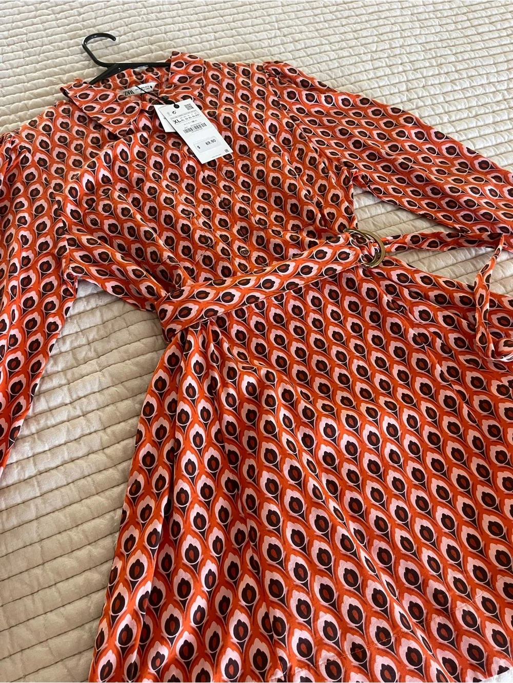 Zara Orange and Pink Geometric Print dress